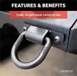 ARIES 2081300 - Bolt-On Anti-Rattle D-Rings (9,000 lbs, 2-Pack)