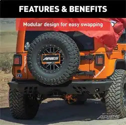 ARIES 2082038 - TrailChaser Black Steel Jeep Wrangler JK Rear Bumper
