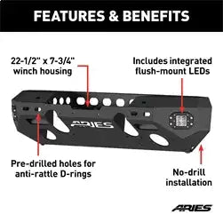 ARIES 2082044 - TrailChaser Jeep Wrangler JK Aluminum Front Bumper (Option 5)
