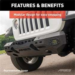 ARIES 2082044 - TrailChaser Jeep Wrangler JK Aluminum Front Bumper (Option 5)