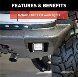 ARIES 2082060 - TrailChaser Jeep Wrangler JK Steel Rear Bumper with LED Lights
