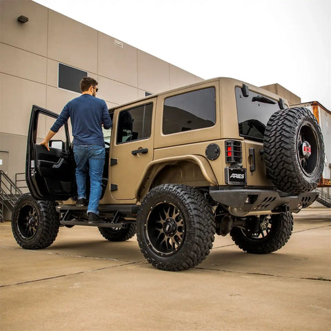 ARIES 2082060 - TrailChaser Jeep Wrangler JK Steel Rear Bumper with LED Lights