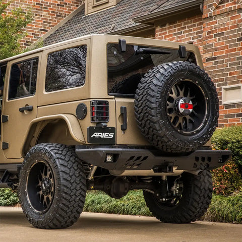 ARIES 2082061 - TrailChaser Jeep Wrangler JK Aluminum Rear Bumper with LED Lights