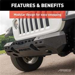 ARIES 2082070 - TrailChaser Jeep Wrangler JL, Gladiator Steel Front Bumper (Option 6)