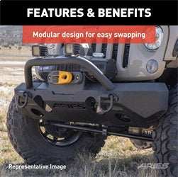 ARIES 2082078 - TrailChaser Jeep Wrangler JL, Gladiator Steel Front Bumper (Option 4)