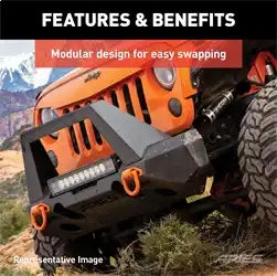 ARIES 2082079 - TrailChaser Jeep Wrangler JL, Gladiator Steel Front Bumper (Option 2)