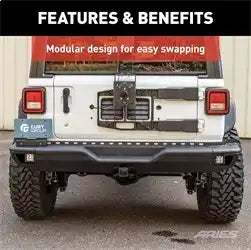 ARIES 2082081 - TrailChaser Jeep Wrangler JL Steel Rear Bumper with LED Lights