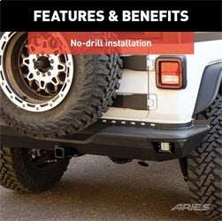 ARIES 2082081 - TrailChaser Jeep Wrangler JL Steel Rear Bumper with LED Lights