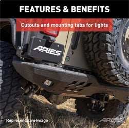 ARIES 2082082 - TrailChaser Black Aluminum Rear Bumper, Select Jeep Wrangler JL