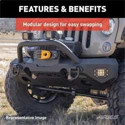 ARIES 2082084 - TrailChaser Jeep Wrangler JL, Gladiator Steel Front Bumper (Option 3)