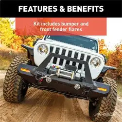 ARIES 2082087 - TrailChaser Jeep JL, Gladiator Front Bumper with Fender Flares (Option 9)