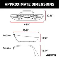 ARIES 2082096 - TrailChaser Jeep Wrangler JL Front Bumper with Fender Flares (Option 8)