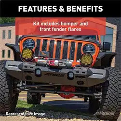 ARIES 2082096 - TrailChaser Jeep Wrangler JL Front Bumper with Fender Flares (Option 8)
