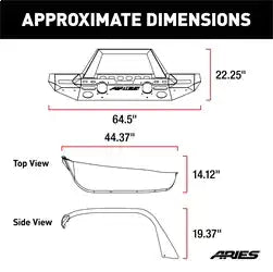 ARIES 2082097 - TrailChaser Jeep Wrangler JL Front Bumper with Fender Flares (Option 9)