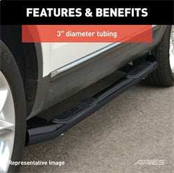ARIES 209045 - 3 Round Black Steel Side Bars, Select Ford Bronco 4 Doors