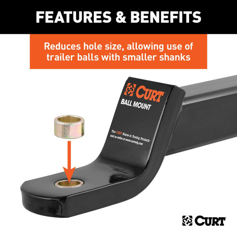 CURT 21101 Trailer Ball Reducer Bushing (From 1 to 3/4 Stem, Packaged)