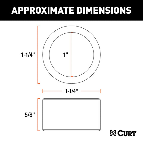 CURT 21201 Trailer Ball Reducer Bushing (From 1-1/4 to 1 Stem, Packaged)