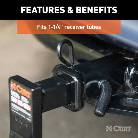 CURT 21410 1/2 Hitch Pin (1-1/4 Receiver, Zinc with Rubber Grip)