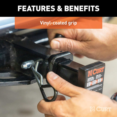 CURT 21411 1/2 Hitch Pin (1-1/4 Receiver, Zinc with Rubber Grip, Packaged)