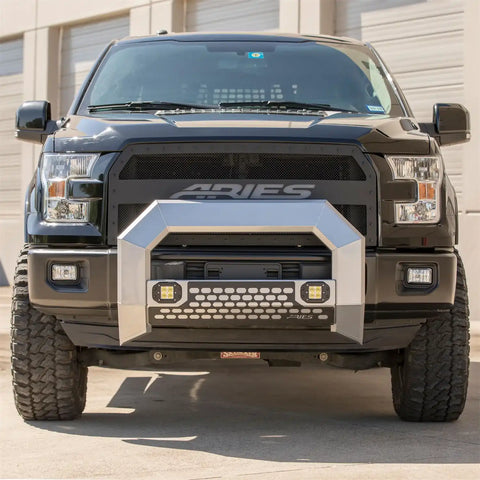 ARIES 2155101 - AdvantEDGE 5-1/2 Chrome Aluminum Bull Bar with Lights, Select Ram 2500, 3500