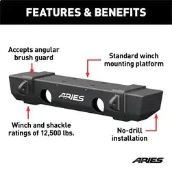 ARIES 2156000 - TrailCrusher Jeep Wrangler JK Steel Front Bumper, 12.5K
