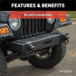 ARIES 2156001 - TrailCrusher Jeep Wrangler TJ Steel Front Bumper, 9.5K