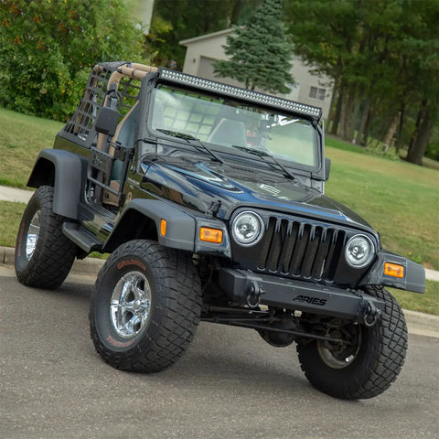 ARIES 2156001 - TrailCrusher Jeep Wrangler TJ Steel Front Bumper, 9.5K