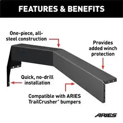 ARIES 2156050 - TrailCrusher Jeep Wrangler, Gladiator Steel Front Bumper Angular Brush Guard
