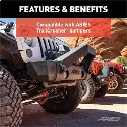 ARIES 2156050 - TrailCrusher Jeep Wrangler, Gladiator Steel Front Bumper Angular Brush Guard