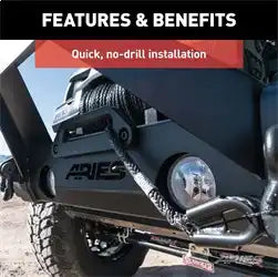 ARIES 2156050 - TrailCrusher Jeep Wrangler, Gladiator Steel Front Bumper Angular Brush Guard