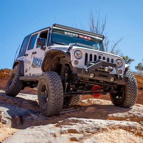 ARIES 2156050 - TrailCrusher Jeep Wrangler, Gladiator Steel Front Bumper Angular Brush Guard