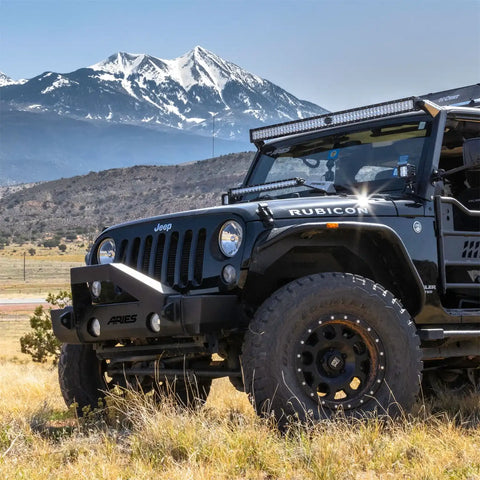 ARIES 2156050 - TrailCrusher Jeep Wrangler, Gladiator Steel Front Bumper Angular Brush Guard