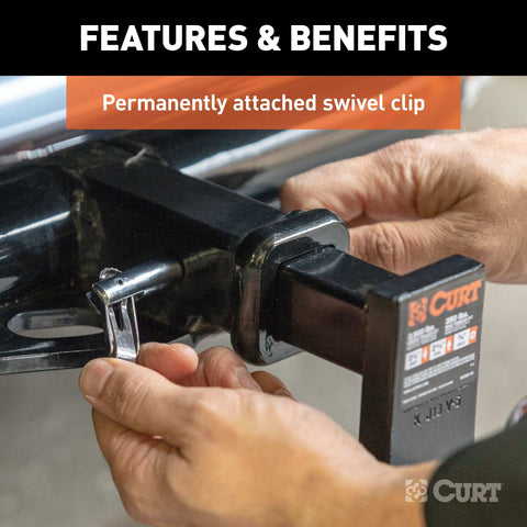 CURT 21561 - 1/2in. Swivel Hitch Pin with 5/8in. Adapter (1-1/4in. or 2in. Receiver Zinc Pa