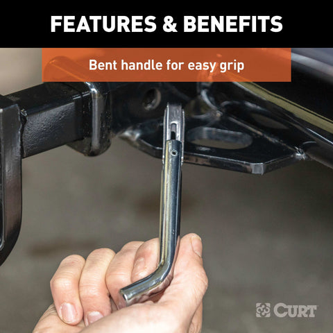 CURT 21561 - 1/2in. Swivel Hitch Pin with 5/8in. Adapter (1-1/4in. or 2in. Receiver Zinc Pa
