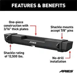 ARIES 2157000 - TrailCrusher Jeep Wrangler JK Steel Rear Bumper, 12.5K