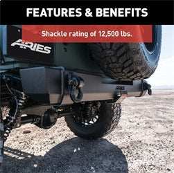 ARIES 2157000 - TrailCrusher Jeep Wrangler JK Steel Rear Bumper, 12.5K