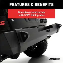 ARIES 2157000 - TrailCrusher Jeep Wrangler JK Steel Rear Bumper, 12.5K