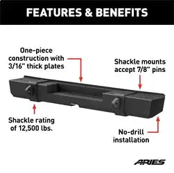 ARIES 2157002 - TrailCrusher Jeep Wrangler JL Steel Rear Bumper, 12.5K