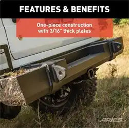 ARIES 2157002 - TrailCrusher Jeep Wrangler JL Steel Rear Bumper, 12.5K
