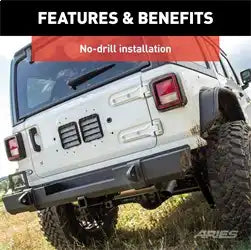 ARIES 2157002 - TrailCrusher Jeep Wrangler JL Steel Rear Bumper, 12.5K