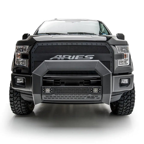 ARIES 2163100 - AdvantEDGE 5-1/2 Black Aluminum Bull Bar with Lights, Select Ford F-150