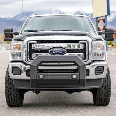 ARIES 2163102 - AdvantEDGE 5-1/2 Black Aluminum Bull Bar with Lights, Select Ford Super Duty