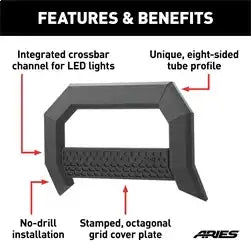 ARIES 2164001 - AdvantEDGE 5-1/2 Black Aluminum Bull Bar, Select Silverado, Sierra 2500, 3500
