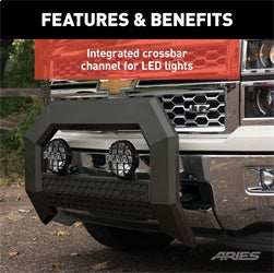 ARIES 2164001 - AdvantEDGE 5-1/2 Black Aluminum Bull Bar, Select Silverado, Sierra 2500, 3500