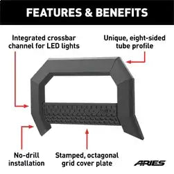 ARIES 2164003 - AdvantEDGE 5-1/2 Black Aluminum Bull Bar, Select Silverado, Sierra 2500, 3500