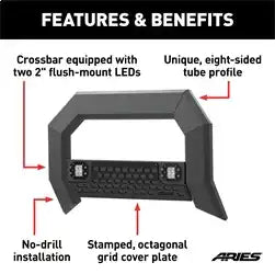 ARIES 2164103 - AdvantEDGE 5-1/2 Black Aluminum Bull Bar with Lights, Select Silverado, Sierra