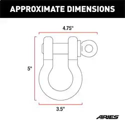 ARIES 2166071 - Heavy-Duty Bolt-On Tow Hooks D-Ring Shackles, 12,500 lbs Capacity