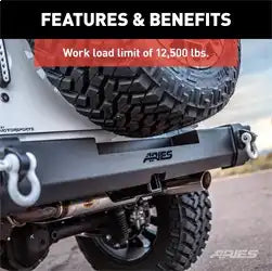 ARIES 2166071 - Heavy-Duty Bolt-On Tow Hooks D-Ring Shackles, 12,500 lbs Capacity