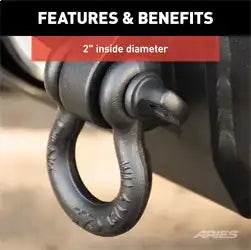 ARIES 2166071 - Heavy-Duty Bolt-On Tow Hooks D-Ring Shackles, 12,500 lbs Capacity
