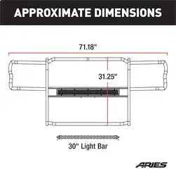 ARIES 2170001 - Pro Series Black Steel Grille Guard with Light Bar, Select Toyota Tacoma